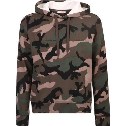 Camouflage-print logo hoodie , male, Sizes: M - Valentino - Modalova