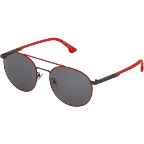 Rote Metall-Sonnenbrille für Männer , Herren, Größe: 52 MM - Police - Modalova