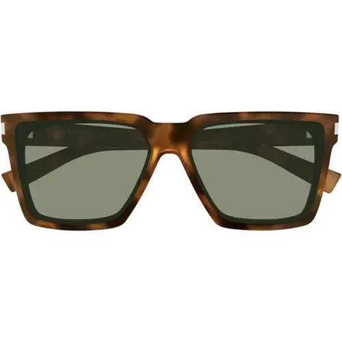 Square Acetate Sunglasses in Tortoise , unisex, Sizes: 59 MM - Saint Laurent - Modalova