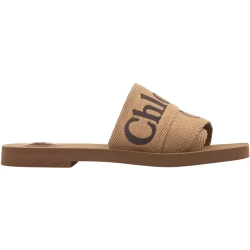 Braune Flache Schuhe Woody Sabots , Damen, Größe: 37 EU - Chloé - Modalova