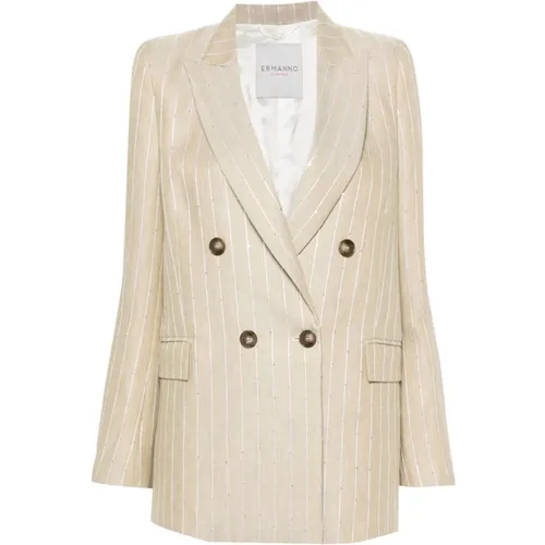Herringbone Stripe Sequin Jacket , female, Sizes: M, 2XS, XS - Ermanno Scervino - Modalova