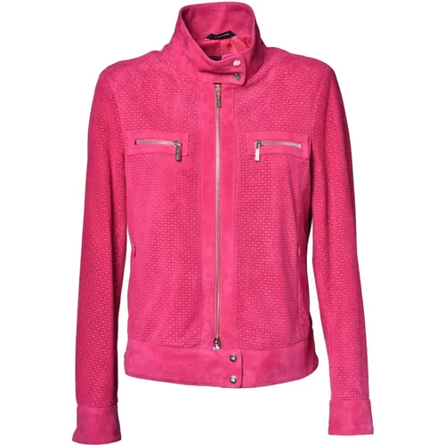Jacket in fuchsia suede , female, Sizes: S, M, XS - Baldinini - Modalova