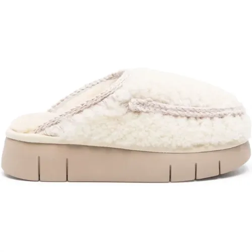 Weiße Shearling Mules , Damen, Größe: 40 EU - Mou - Modalova