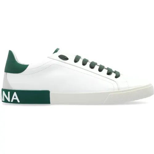 Lace-Up Sneaker with Green Heel , male, Sizes: 7 UK, 10 UK, 5 UK, 9 UK, 8 UK, 6 UK - Dolce & Gabbana - Modalova