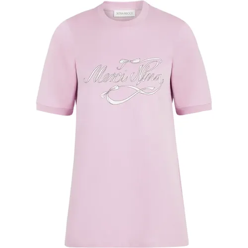 Merci Nina T-Shirt in Lille , Damen, Größe: L - Nina Ricci - Modalova