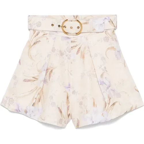 Weiße Leinen High-Waist-Shorts - Zimmermann - Modalova