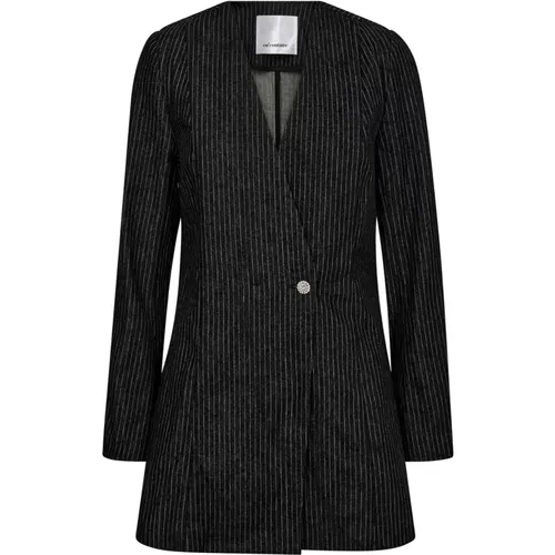 Denim Pin Blazer with Pinstripe Print , female, Sizes: L, XS, S, XL, M - Co'Couture - Modalova