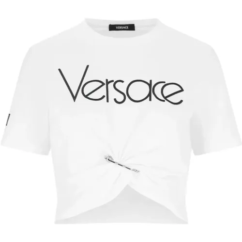 Weiße T-Shirts und Polos , Damen, Größe: XS - Versace - Modalova