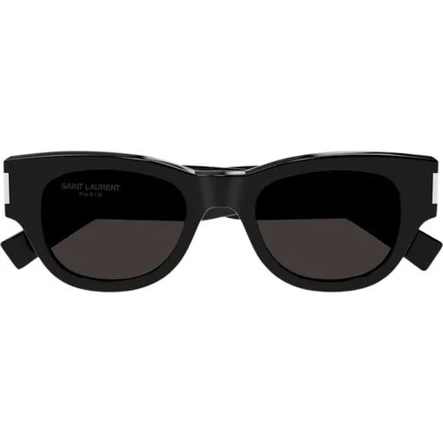 Mutige ovale schwarze Sonnenbrille - Saint Laurent - Modalova