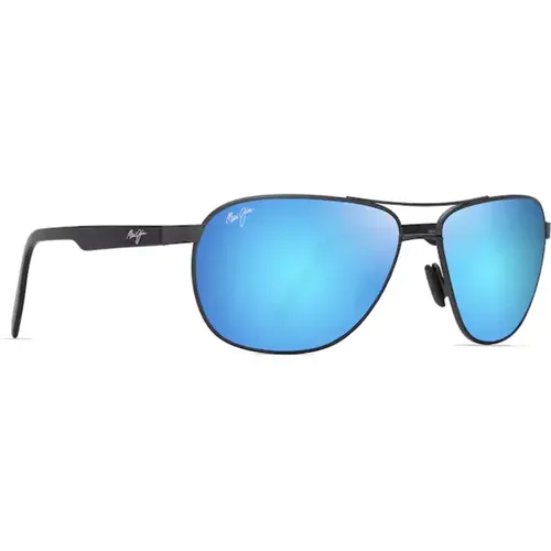 Polarisierte Sonnenbrille Dunkles Metallgestell Blaue verspiegelte Gläser - Maui Jim - Modalova