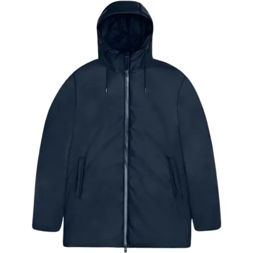 Wasserdichte Lange Jacke mit Verstellbarer Kapuze , Herren, Größe: L - Rains - Modalova