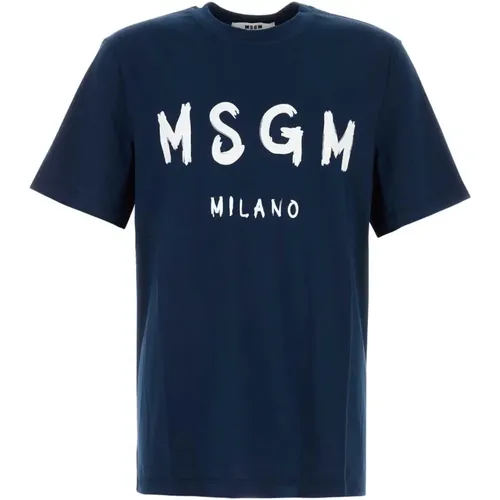 Stylisches Navy Baumwoll T-Shirt - MSGM - Modalova