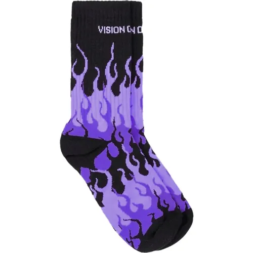 Schwarze Flammen-Logo-Socken - VISION OF SUPER - Modalova