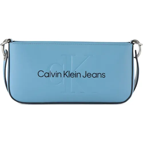 Eco-leather shoulder bag with embossed logo , female, Sizes: ONE SIZE - Calvin Klein Jeans - Modalova