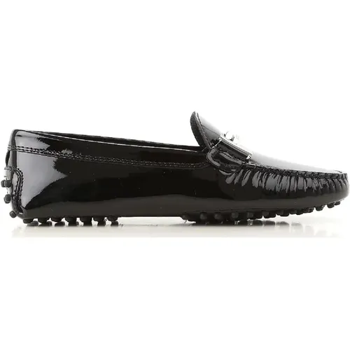 Patent Leather Moccasins with Metal Buckle , female, Sizes: 2 1/2 UK - TOD'S - Modalova