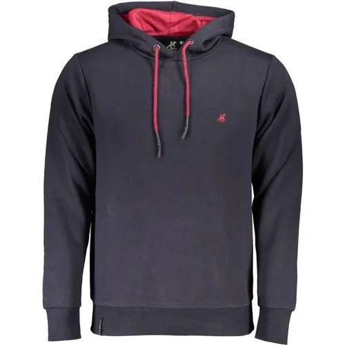 Blaue Kapuzen-Sweatshirt aus Baumwolle mit Stickerei , Herren, Größe: M - U.S. Polo Assn. - Modalova