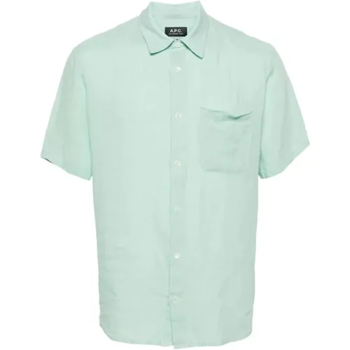 Short sleeve linen shirt , male, Sizes: L, XL - A.p.c. - Modalova