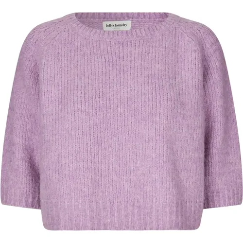 Dark Lavender Cropped Sweater , female, Sizes: M, L - Lollys Laundry - Modalova