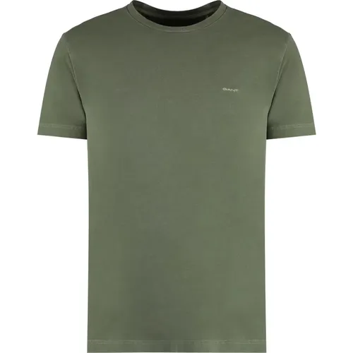 Geripptes Rundhals-Baumwoll-T-Shirt , Herren, Größe: XL - Gant - Modalova