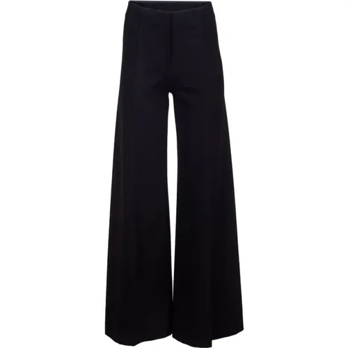 Schwarze Wide-Leg Stretchhose mit Mittelnaht , Damen, Größe: M - Liviana Conti - Modalova