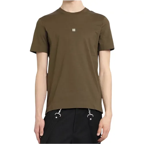 Khaki Slim Fit T-Shirt mit 4G Logo Print , Herren, Größe: 3XL - Givenchy - Modalova