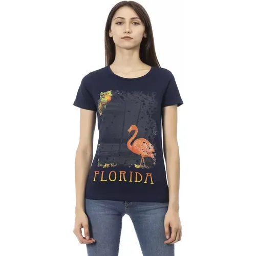 Cotton Short Sleeve T-Shirt with Front Print , female, Sizes: XL, 2XL, M, L, XS, S - Trussardi - Modalova