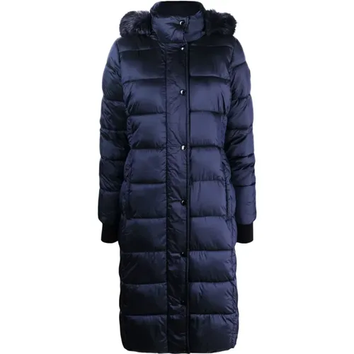 Blaue Iridescent Nylon Gürteljacke , Damen, Größe: S - Michael Kors - Modalova