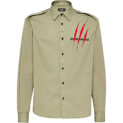 Sage Logo Print Shirt , male, Sizes: XL, M, 2XL, S, L - Dsquared2 - Modalova