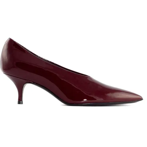 Burgundy Leather Pointed Pumps with Heel , female, Sizes: 7 UK, 5 1/2 UK, 6 UK, 4 UK - Guglielmo Rotta - Modalova