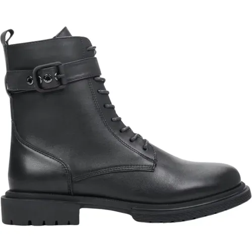 Schwarze Leder Stiefeletten mit Isolierung für den Winter Er00111953 , Damen, Größe: 40 EU - Estro - Modalova