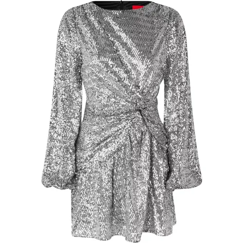 Glitzerndes Silbernes Gerafftes Kleid , Damen, Größe: M - Cras - Modalova