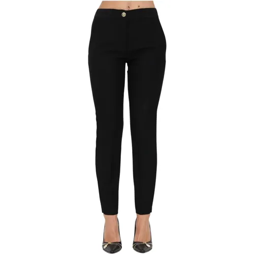 Schwarze Designer Jeans mit Goldener Knopf und Logo-Bund , Damen, Größe: L - Versace Jeans Couture - Modalova