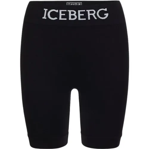 Logo Shorts, Schwarz, Nahtloser Stretchstoff - Iceberg - Modalova