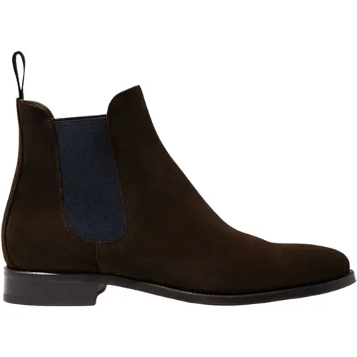 Handgefertigte Dunkelbraune Wildleder Chelsea Boots , Herren, Größe: 40 1/2 EU - Scarosso - Modalova