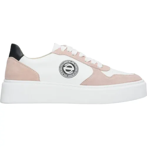 Rosa & Weiße Leder Velours Sneakers , Damen, Größe: 39 EU - Estro - Modalova