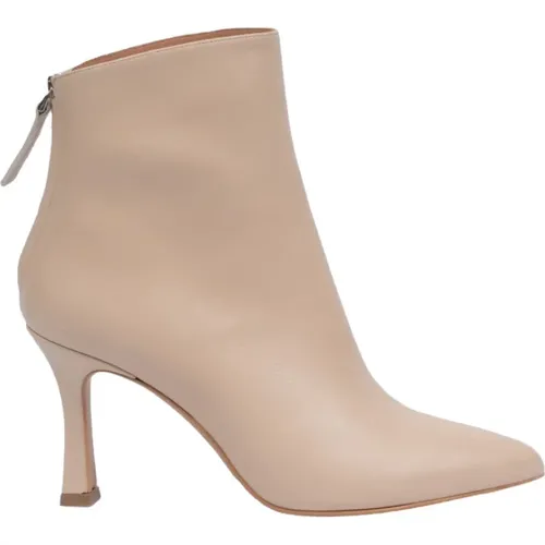 Nude Leather Zipper Ankle Boot , female, Sizes: 7 UK, 5 UK - Albano - Modalova