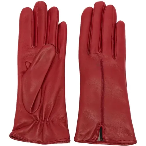 Rote Lederhandschuhe , Damen, Größe: 7 1/2 IN - Orciani - Modalova