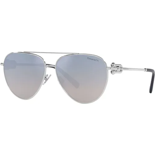 Silver/Blue Shaded Sonnenbrillen , Damen, Größe: 59 MM - Tiffany - Modalova
