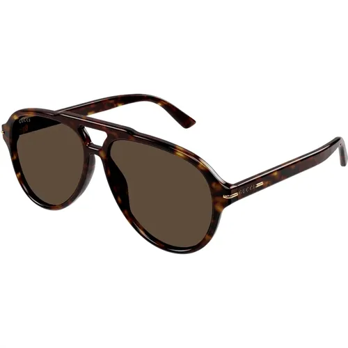 Dunkle Havana Sonnenbrille,Schwarze/Graue Sonnenbrille - Gucci - Modalova