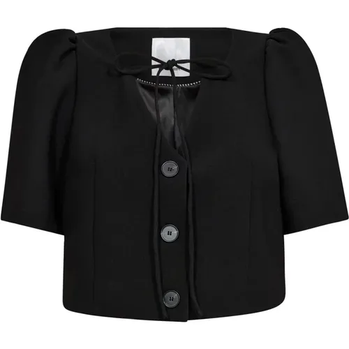 Schwarzer Crop Tie Blazer , Damen, Größe: L - Co'Couture - Modalova