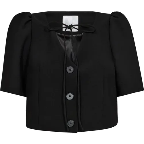 Schwarzer Crop Tie Blazer , Damen, Größe: M - Co'Couture - Modalova