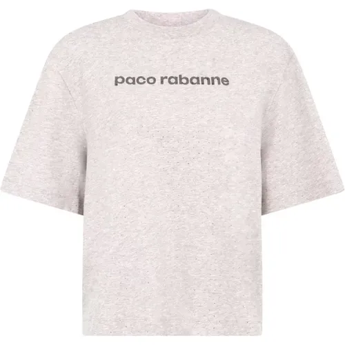 Grey Rhinestone T-shirts and Polos , female, Sizes: S, M - Paco Rabanne - Modalova