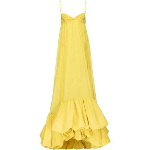 Gelbes Plissee-Kleid mit Rüschen - pinko - Modalova