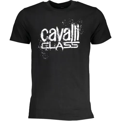 Cotton T-Shirt with Print Logo , male, Sizes: L, 2XL, XL - Cavalli Class - Modalova