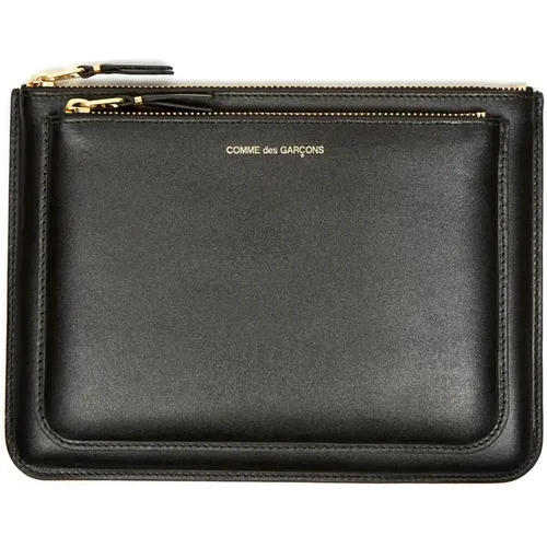 Große Schwarze Brieftasche mit Doppelten Taschen , Herren, Größe: ONE Size - Comme des Garçons - Modalova