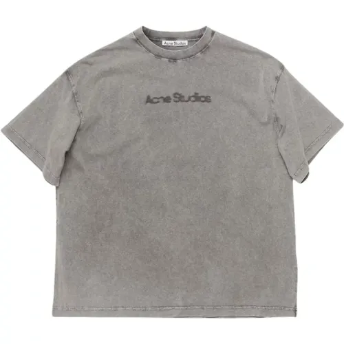 Graues Logo-Print T-Shirt , Herren, Größe: S - Acne Studios - Modalova