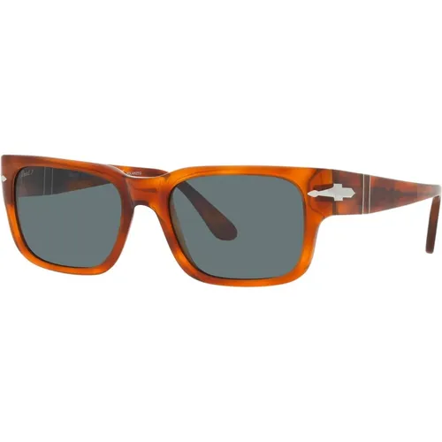 Rechteckige Sonnenbrille mit polarisierten dunkelblauen Kristallgläsern , unisex, Größe: 58 MM - Persol - Modalova