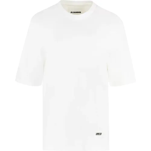 Baumwoll-Ripp-Crew T-Shirt , Damen, Größe: M - Jil Sander - Modalova