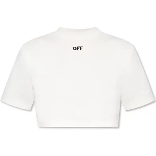 Cropped T-shirt , female, Sizes: S, M - Off White - Modalova