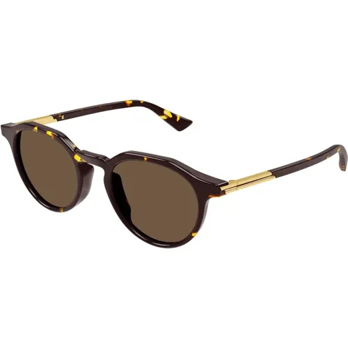 Sonnenbrille,Ovale Acetat Sonnenbrille in Braun Schildpatt - Bottega Veneta - Modalova